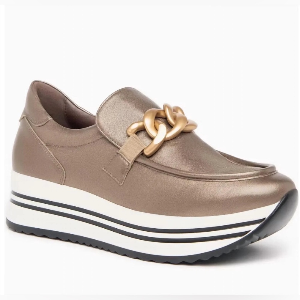 NEW Nerogiardini - Women's Metallic Chain Slip-on Flatform Sneakers Size 40